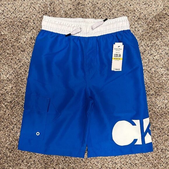 Calvin Klein Blue Swim Trunks - Boys Medium - New with tags - Picture 1 of 3